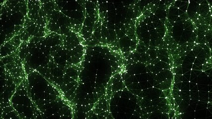 Wall Mural - dynamic green wave of particles and lines. abstract futuristic background. big data visualization. 3