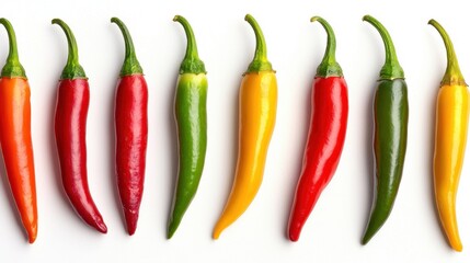 Wall Mural - Vibrant Array of Colorful Fresh Chili Peppers for Culinary Inspiration and Cooking