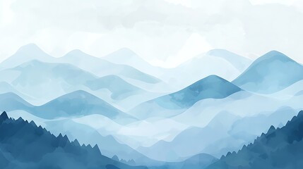 misty blue mountain range landscape; serene nature scene for websites or prints
