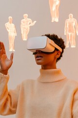Aufkleber - Immersive VR Collaboration Diverse Professional Team Engages with Holographic Design Models in High-Tech Studio for Innovative Digital Solutions and Startup Synergy
