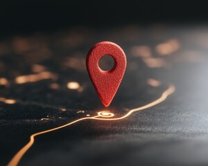 Aufkleber - Neon Navigation Interface Textured Location Marker on Digital Map - Smart Travel Tech Content and Efficient Route Planning for Urban Commuters