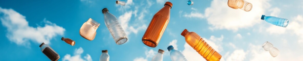 Aufkleber - Futuristic Recycling Dynamics Skyward Plastic Bottles Display Elevating Industrial Waste Solutions for Sustainable Supply Chains and Eco-Friendly Business Innovations