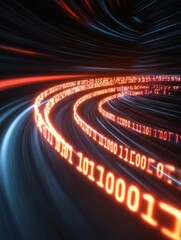 Leinwandbilder - Cyber-Aesthetic Data Protection Encrypted Tunnel with Binary Code Flow for Tech and Digital Industries - Enhancing Resilience and Secure Business Solutions