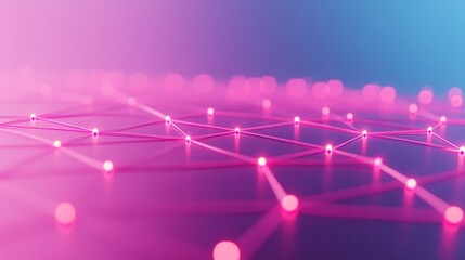 Poster - Neon Network Aesthetic Futuristic Floating Nodes on Reflective Surface - Blockchain Visualization for Business Innovation and Digital Marketing Dynamics