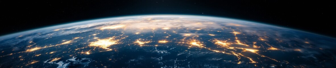 Poster - Interconnected Global Tech Graphical Satellite over Illuminated Earth - Advanced Satellite Network for Expansive Data Connectivity and Business Innovation