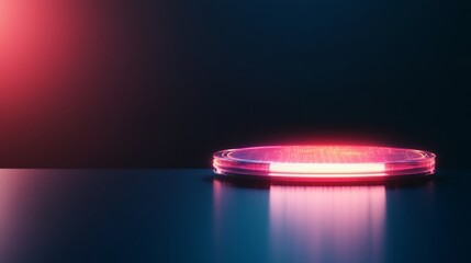 Aufkleber - Neon Maximalist Display Holographic Red Disc on Matte Black Surface - Tech and Digital Signage for Modern Business Innovation and Interactive User Engagement