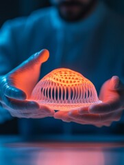 Poster - Holographic Design Trend Handcrafted -Printed Object with Futuristic Textures in Innovative Tech Space for Customized Product Development