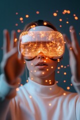 Poster - Neon Futurism in Virtual Reality Diverse Professionals in Cutting-Edge VR Collaboration Space - Dynamic Teamwork for Tech Innovation and Startup Success
