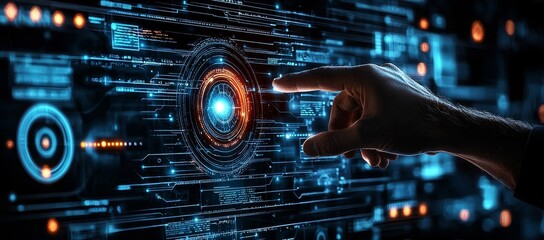 The idea of digital transformation, IoT, and software technology development. A software engineer uses a laptop to code with an innovation technology interface.