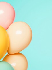 Aufkleber - Futuristic Tech Decor Metallic Realistic Balloons on Pastel Blue for Cinematic Branding and Digital Event Innovation - Elevate Marketing with Contemporary Graphic Excellence