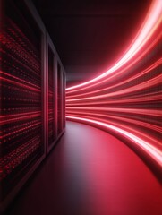 Poster - Futuristic Digital Data Architecture Neon Encrypted Pathway Leading to Central Storage Vault - Resilient Business IT Solutions and Disaster Recovery Visual