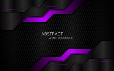Poster - Abstract black and purple polygons on dark steel mesh background. with free space for design. modern technology innovation concept background	
