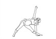 © mitay20 - One continuous single drawing line art flat doodle woman, yoga, exercise, pregnant, sport, virabhadrasana, asana. Isolated image hand draw contour on a white background, hand drawn