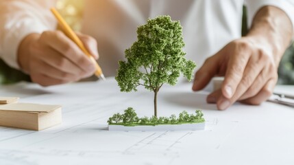 Poster - Sustainable Urban Planning Architects Analyzing Eco-Friendly Models and Blueprints - Innovative Design for Environmental Architecture Marketing and Development