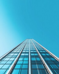 Poster - Sleek Urban Architecture Glass Facade Tower Design with Sustainable Elements - Innovation in Modern Cityscape for Eco-Friendly Commercial Spaces