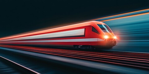 Leinwandbilder - Futuristic High-Speed Train Concept Sleek Stainless Steel and Streamlined Design - Efficient Transport Marketing for Modern Urban Mobility and Sustainable Connectivity Systems