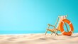 © Jismullah - Beach Chair and Life Ring on Sandy Beach Summer Vacation