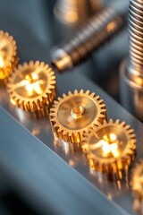Aufkleber - Industrial Chic Machinery Gears Polished Metallic Textures in Circular Formation - Streamlined Operations and Efficiency in Modern Manufacturing Environments