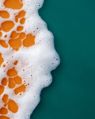 Aufkleber - Dynamic Foam Art Abstract Bubbly Patterns in Vibrant Orange on Deep Teal - Modern Marketing Visuals and Creative Branding for Artisanal Beverage Campaigns