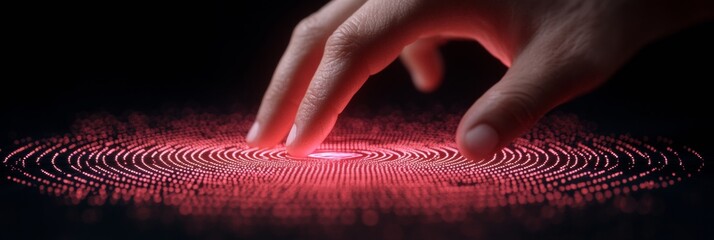 Aufkleber - Futuristic Holographic Interface Hand-Gesture Controlled Digital Display with Metallic Shine for Tech Innovation and Interactive Design in Business Solutions
