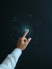Fototapete - Futuristic Financial Analysis Indian Executive Engages with Holographic Blockchain Dashboard - Secure Blockchain Trading and Innovative Digital Economy Strategies