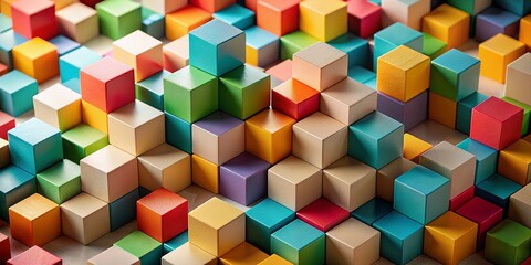 Wall Mural - Isometric Cubes: Abstract Geometric Composition in Documentary Style