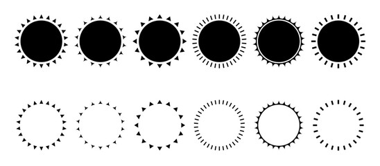 Wall Mural - vector sun silhouettes - collection of brighter symbols - suns in various isolated styles - solar ra