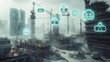 © Muhammad - Construction site progress with digital data overlays and towering buildings.