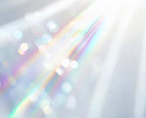 white background with rainbow lens flare, rainbow light rays, white color palette, bright and airy, 