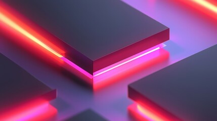 Wall Mural - abstract futuristic design featuring glowing neon lines on sleek black surfaces with vibrant colors 