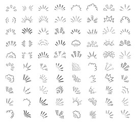Wall Mural - large collection of hand drawn doodle sparkles and rays radiating outward, creating a whimsical and 