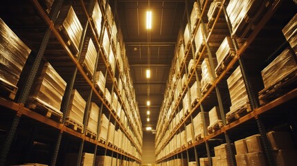 Wall Mural - Warehouse Interior with Rows of Pallets