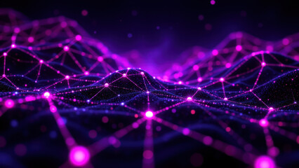 Wall Mural - Purple digital network graphic with abstract design.
