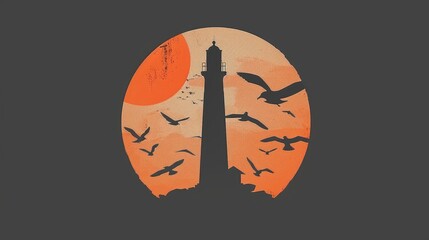 Wall Mural - a lighthouse on a dark background 