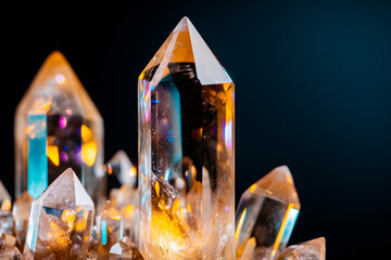Wall Mural - Cluster of Quartz Crystals with Iridescence