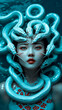© Daniella - Portrait of a Woman Surrounded by Teal Snakes