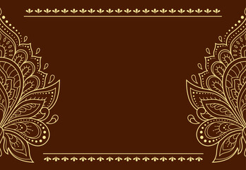Wall Mural - frame in eastern tradition. stylized with henna tattoos decorative pattern for decorating covers for