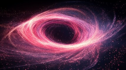 Wall Mural - Mesmerizing Cosmic Scene Featuring a Black Hole Surrounded by Vibrant Pink and Blue Stars in a Dark Vast Universe Creating a Captivating and Enigmatic Celestial Landscape of Wonder