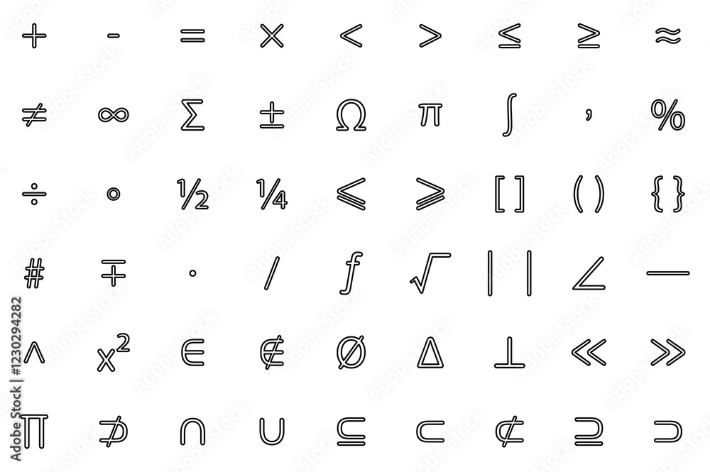 Mathematics outline icon set, vector illustrator Stock Vector | Adobe Stock