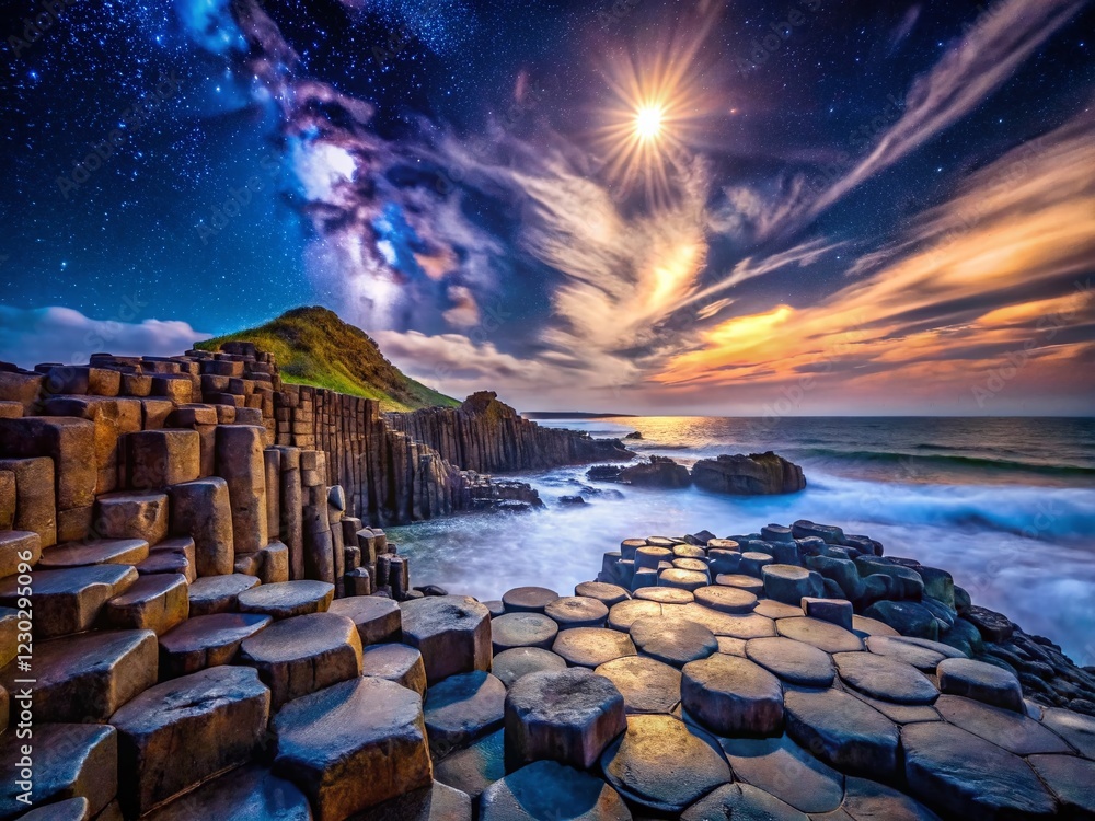 Majestic Causeway Builder Reference: Majestic Night At Giant S Causeway Interlocking Basalt Columns Under