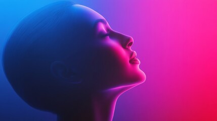 Wall Mural - Striking Profile Portrait of a Woman in Vibrant Neon Colors