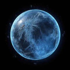 Wall Mural - blue ice energy: frozen planet in outer space isolated on black background for science and astronomy