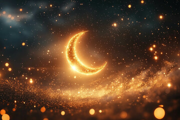 Wall Mural - a montage of crescent moons and stars, celebrating the theme of ramadan