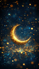 Wall Mural - a vibrant ramadan background featuring a crescent moon and twinkling stars