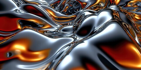 Wall Mural - 3d rendering of liquid metallic surface