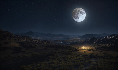 full moon in the dark full moon night sky stars landscape dark valley moonlight