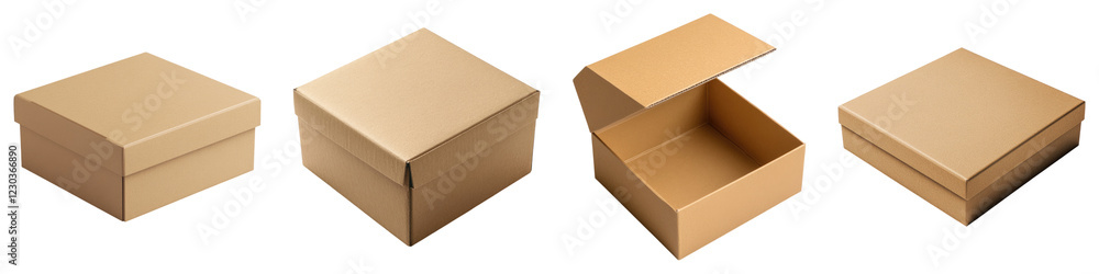 Empty box product packaging box mockup isolated on transparent ...