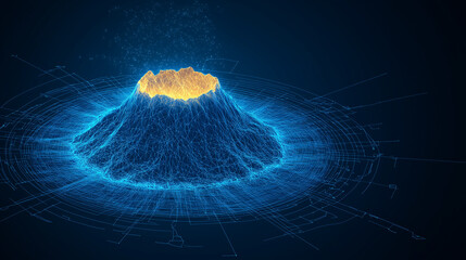 Wall Mural - volcano of energy: a mesmerizing digital rendering of a volcano, glowing with ethereal energy, set a