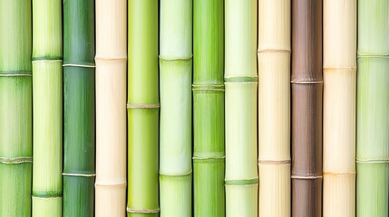 Wall Mural - Green and brown bamboo stalks background texture