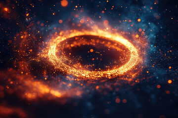 Aufkleber - Glowing ring of particles, swirling in a dark space, creating a mesmerizing cosmic effect.